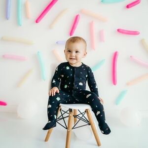 Kyte BABY Black Footie with Colorful Confetti